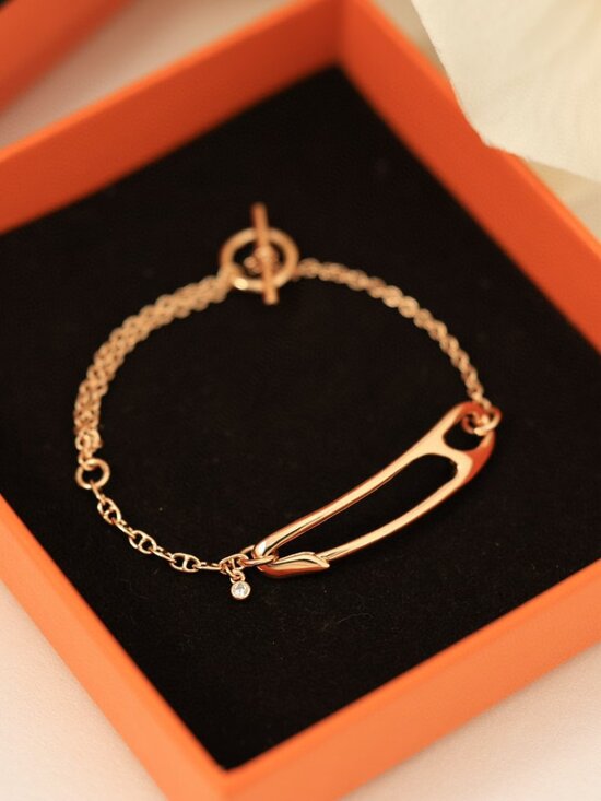 H's Jewelry - H's Rose Gold Diamond MM Chaine d'Ancre Punk Bracelet